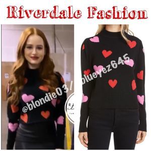 Kate Spade Hearts Mockneck Sweater XS